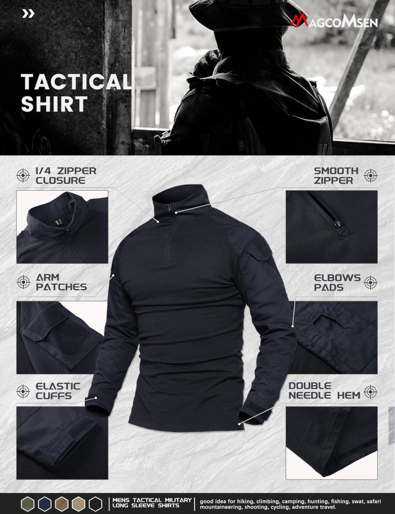 MAGCOMSEN T Shirts for Men T Shirts Fishing Shirts Long Sleeve Military T Shirts Army Shirt Tactical Shirt Combat Shirts Long Sleeve Work Shirts Summer Shirts with Zipper - Image 3